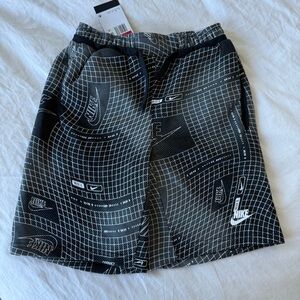 Nike Boys Athletic Terry Fleece Shorts in Black and White